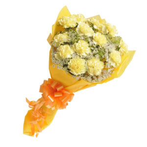 Bouquet of 12 Yellow Carnations