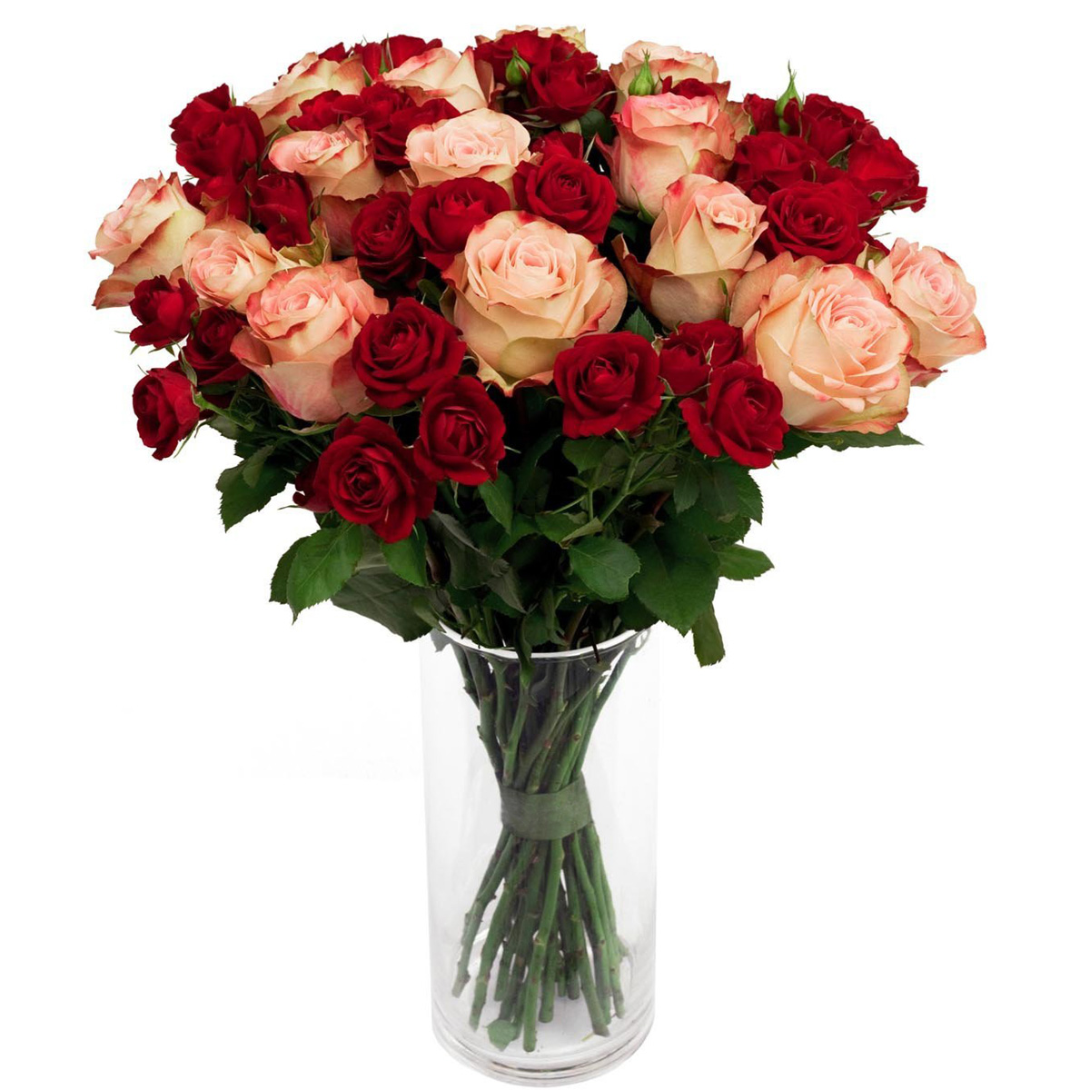red-and-orange-roses-in-vase